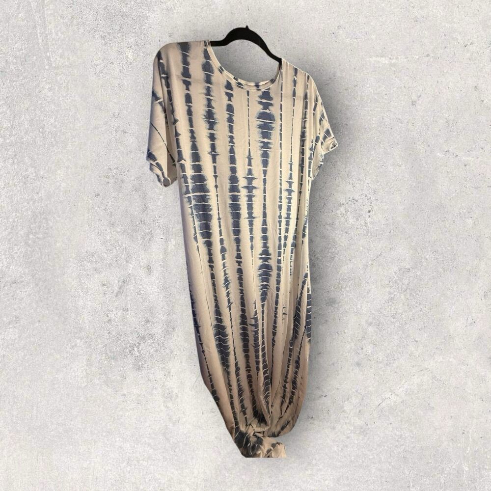 Lularoe Maria Dress Size 2XL NWT White And Blue Stripe Print